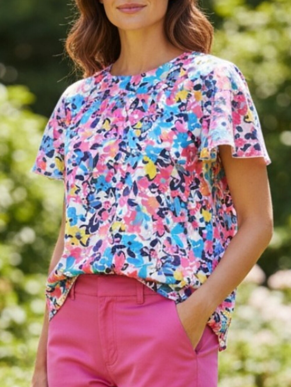 Juicy Couture Blouse Women's Size Small Floral Pink